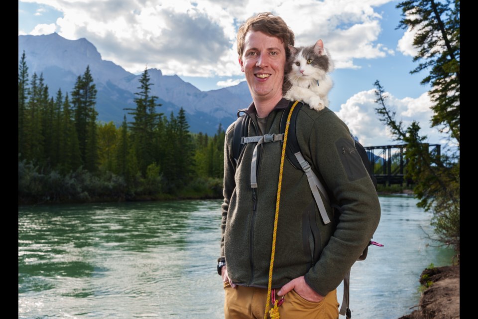Gary and his owner, James Eastham, in Canmore on Tuesday (July 29). LEAH PELLETIER RMO PHOTO
