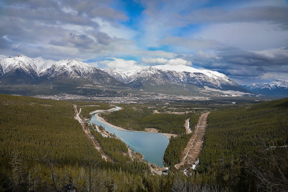 A high angle photo of the Rundle Forebay Reservoir from Highway 742 on Thursday, (April 21). JUNGMIN HAM RMO PHOTO