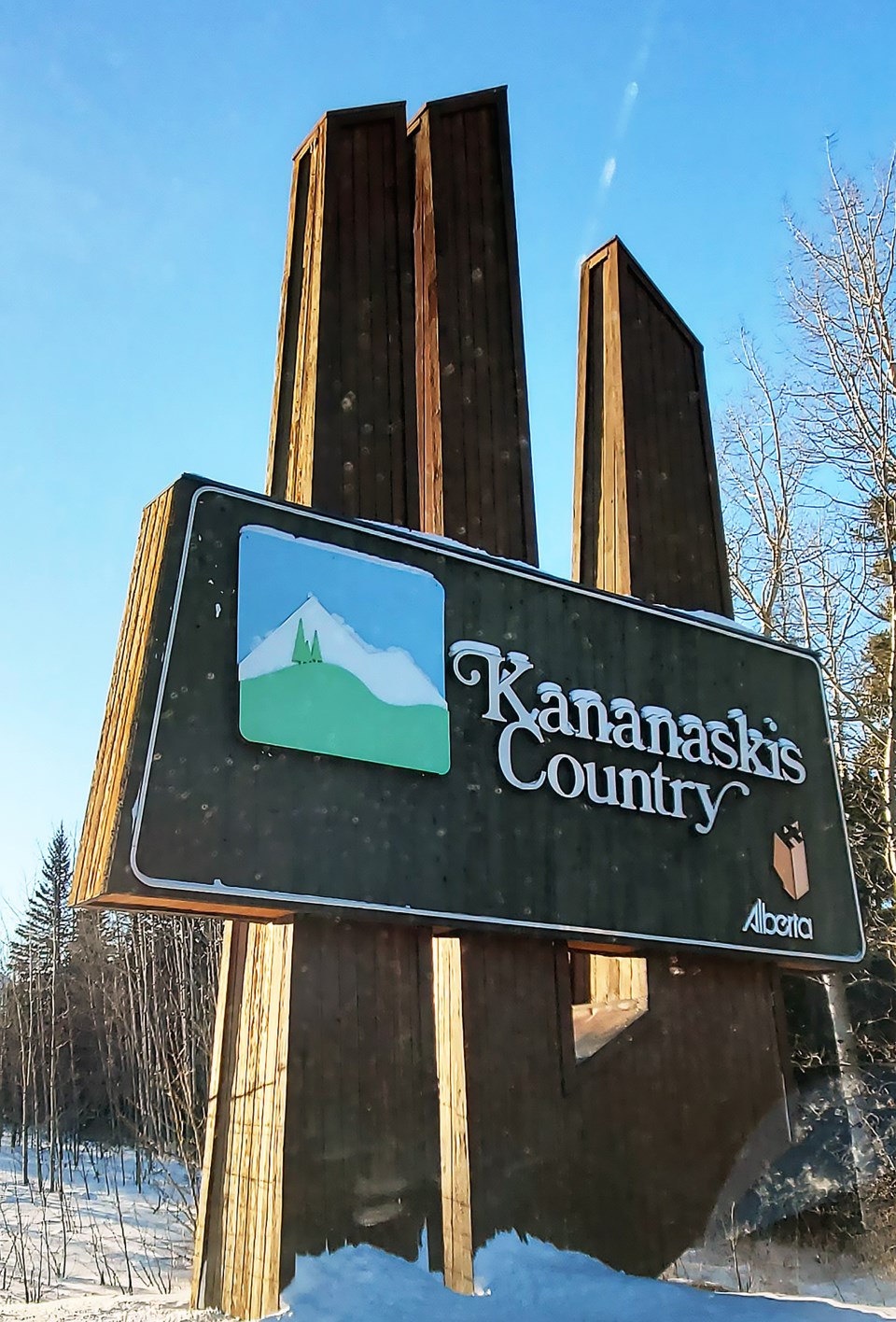 Kananaskis Country sign winter