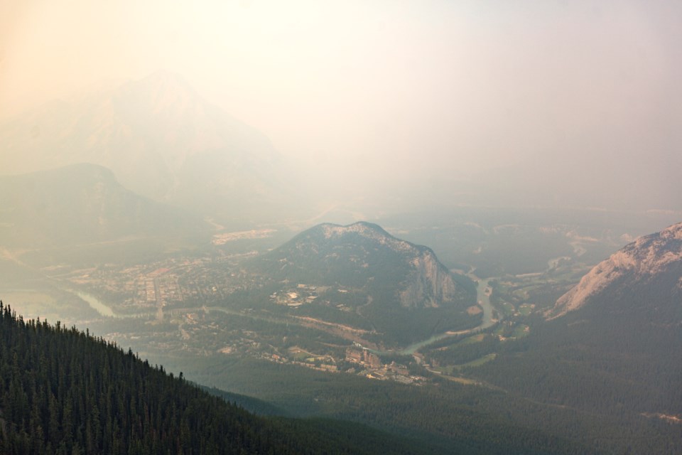 Smoke from wildfires in B.C. and northern United States blankets Banff as seen from Sulphur Mountain in 2018. RMO FILE PHOTO