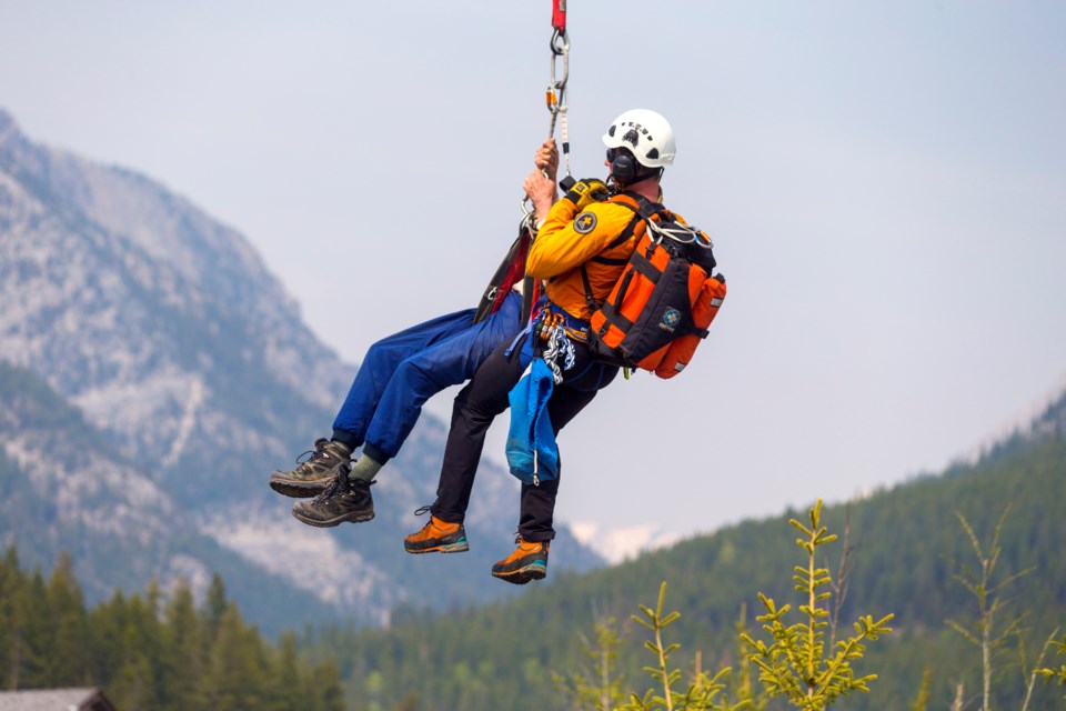 A person is rescued by Kananaskis Country Public Safety and conservation officers off Mount Lady MacDonald in Canmore in 2019. 

RMO FILE PHOTO