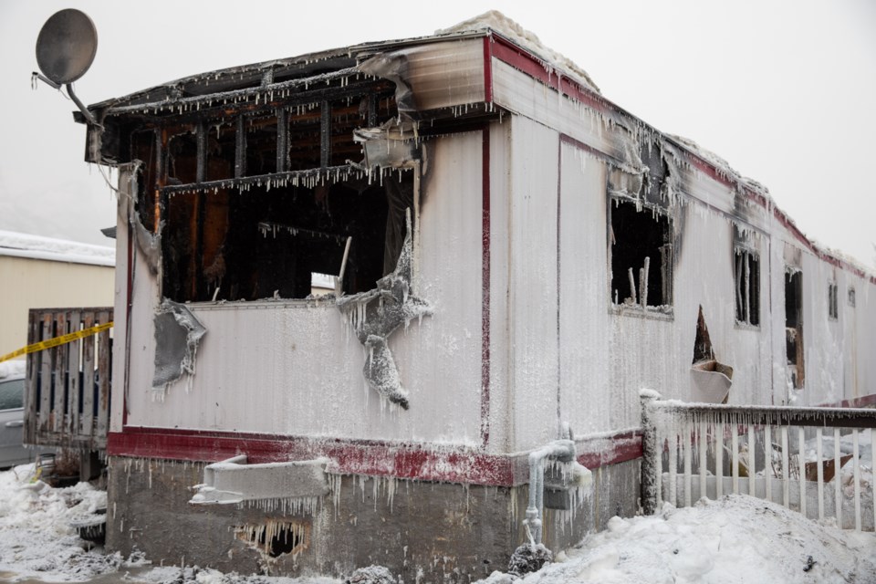 The property of a mobile home the morning after Tuesday (Jan. 14) the building was engulfed by fire. EVAN BUHLER RMO PHOTO 