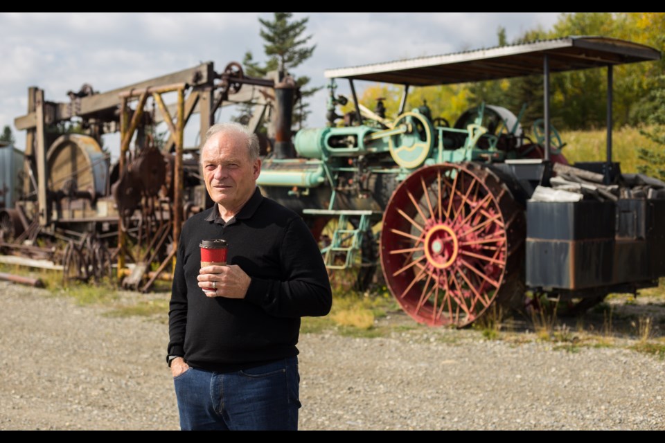 Ian MacGregor stands in front of equipment that will be part of an outdoor display of oil and gas machinery at the Canadian Museum of Making. CHELSEA KEMP RMO PHOTO