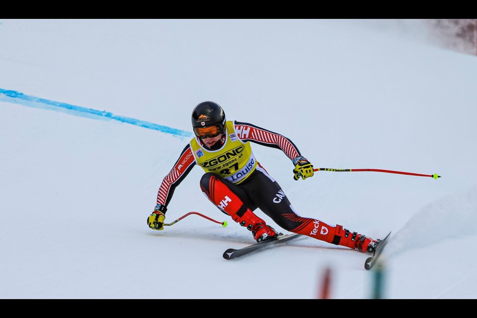 Jeff Read of Canada skis down the course during the men's FIS downhill at the 2022 Lake Louise Alpine World Cup on Saturday (Nov. 26). JUNGMIN HAM RMO PHOTO