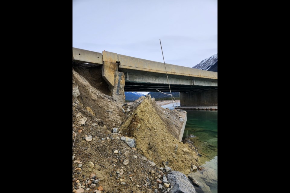 Damage on the Chancellor-Kicking Horse bridge in Yoho National Park. PARKS CANADA PHOTO