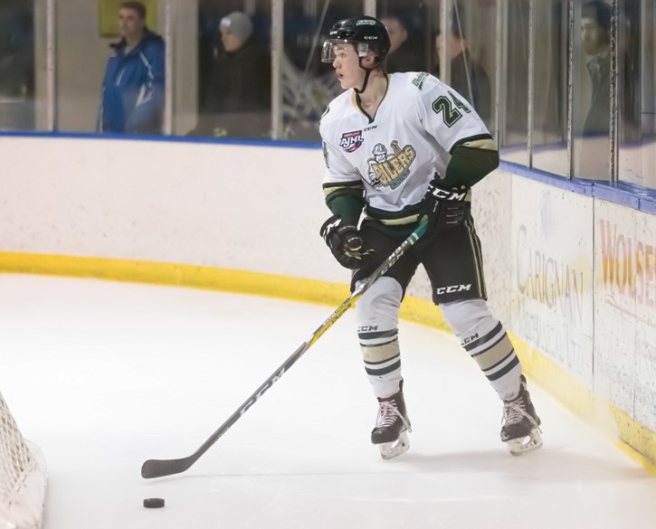 Jacob Bernard-Docker as a member of the Okotoks Oilers in 2018 playing against the Canmore Eagles. RMO FILE PHOTO