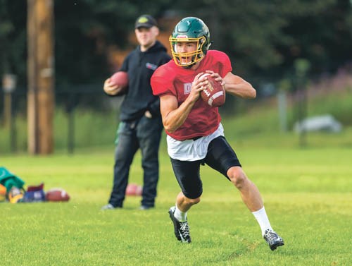 The Canmore Wolverines football team holds practice at Canmore Collegiate High School in August 2018. RMO FILE PHOTO 