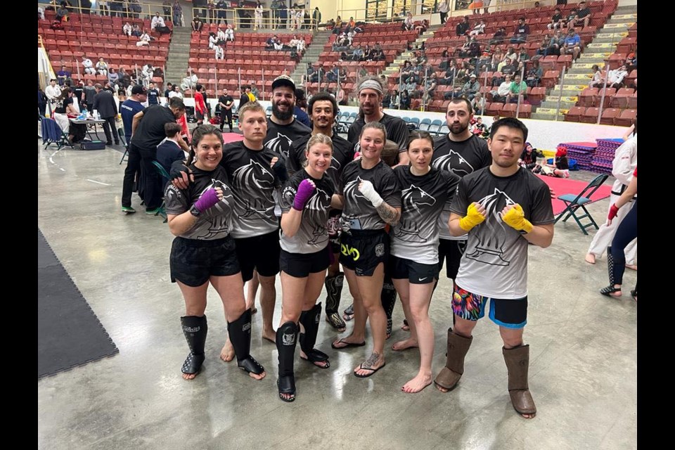 The Dark Horse Martial Arts kickboxing team pose for a photo at the Fire and Ice Championships in Edmonton last weekend. SUBMITTED PHOTO