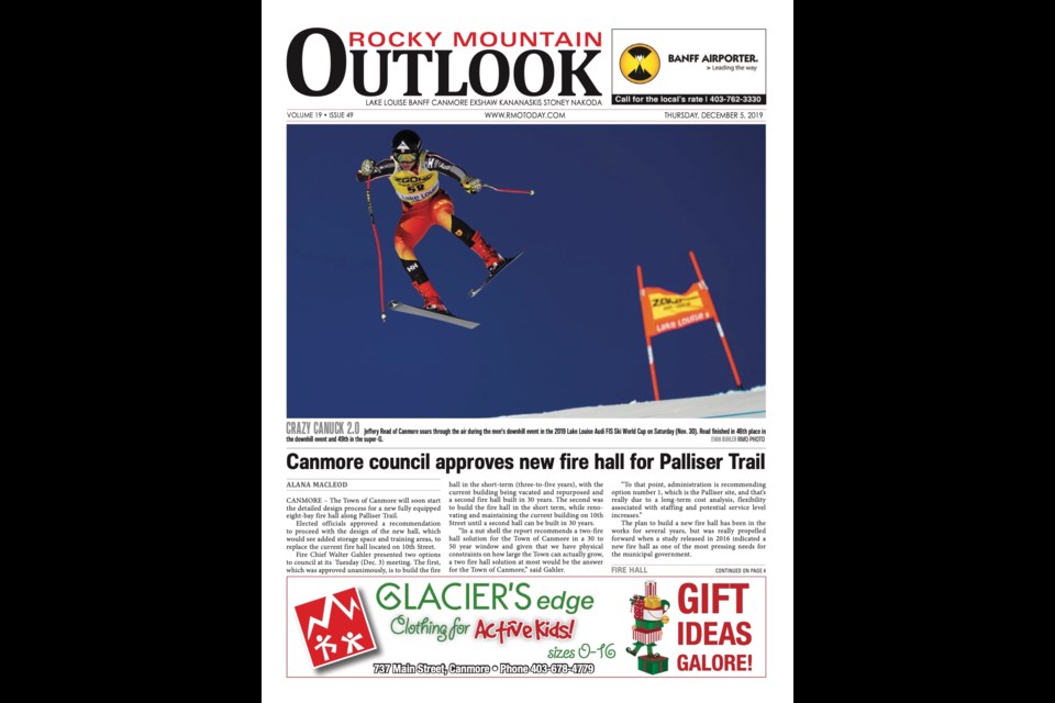 The first place Alberta Weekly Newspaper award for sports action went to "Crazy Canuck 2.0" by RMO photojournalist Evan Buhler. The image was featured on the cover of the Dec. 2, 2020 edition. 