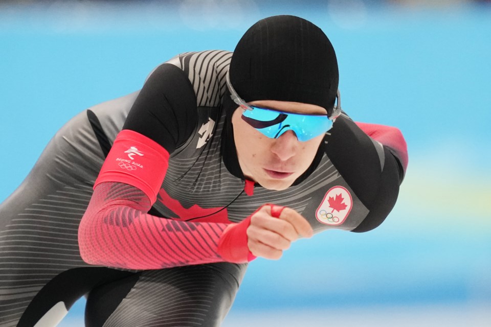 Canmore's Connor Howe competes in the men's 1,500m speed skating race at the Beijing 2022 Winter Olympic Games. DARREN CALABRESE CANADIAN OLYMPIC COMMITTEE PHOTO