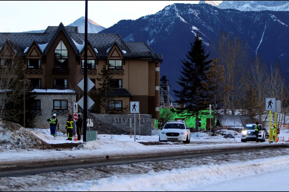 Emergency responders on scene of a gas leak on Wednesday afternoon (Jan. 4) near Silvertip Trail in Canmore. RMO PHOTO