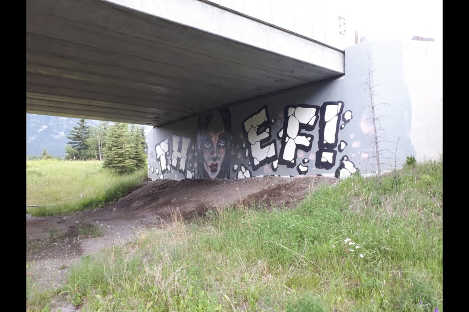 A large mural was painted on the wall of the wildlife underpass near Deadman's Flats on July 6. Photo provided.