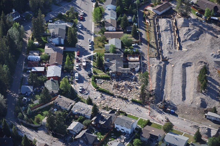 An aerial photo of the site of an explosion that occurred in 2015 in Canmore.
RMO FILE PHOTO