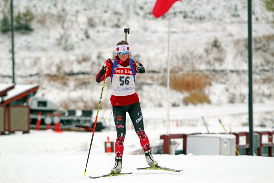 Brittany Hudak on Frozen Thunder at the Canmore Nordic Centre on Monday (Oct. 19). JORDAN SMALL RMO PHOTO