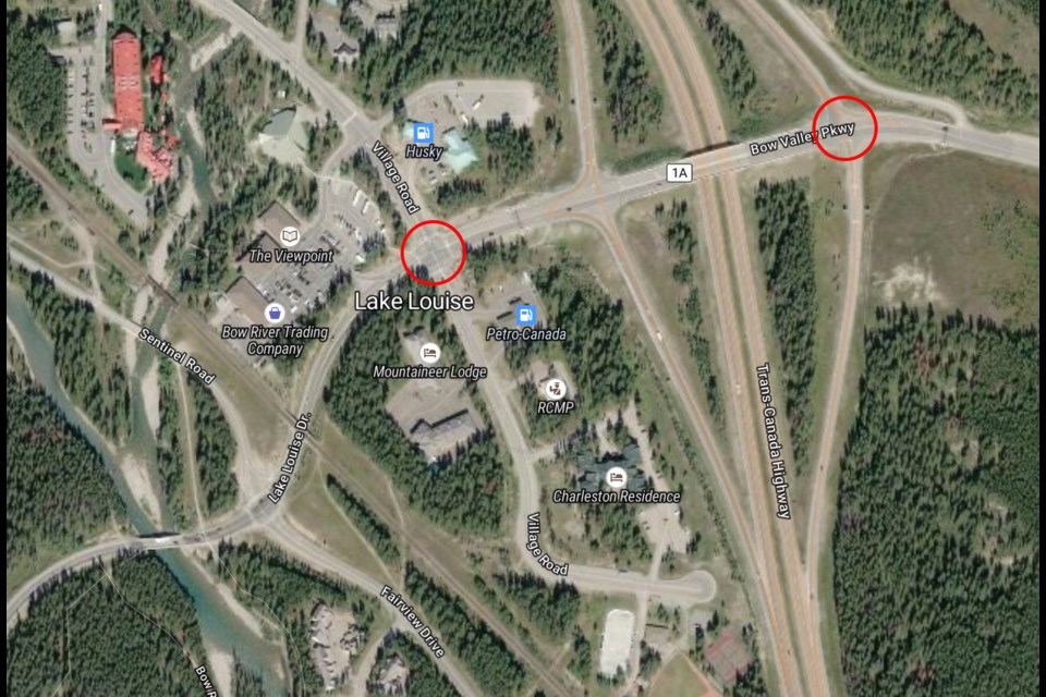 Two sets of traffic lights are being installed for the community of Lake Louise later this year. RMO ILLUSTRATION