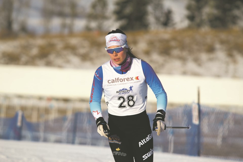 Maya MacIsaac-Jones competes in the Nordiq Thunder sprint race on Nov. 13 at the Canmore Nordic Centre. Jordan Small RMO PHOTO