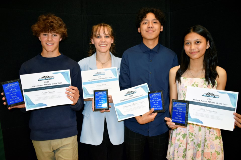 Our Lady of the Snows Catholic Academy Avalanche's junior and senior athletes of the year: Seth Sands, left, Cassie Lang, Raymond Vargas, and Xera Fernandez. SUBMITTED PHOTO
