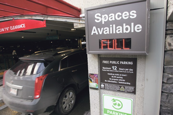 Banff's Bear Street parkade is marked full.RMO FILE PHOTO