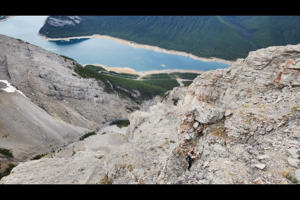 Haldan Borglum free climbs a section of Rimwall in Kananaskis Country. SUBMITTED PHOTO