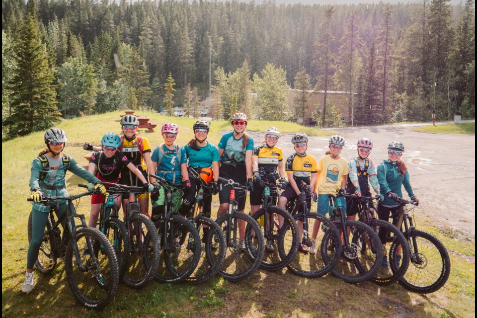 A group of girls participate in the Bike HerO program at the Canmore Nordic Centre in August. DEVON HAWKINS PHOTO