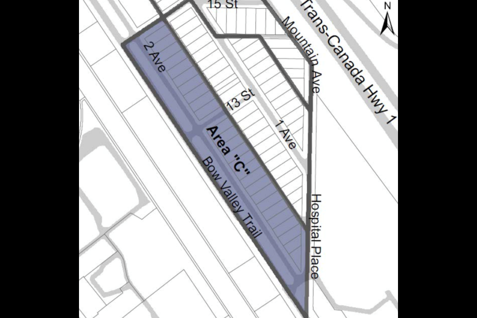 A map from the Town of Canmore's Land Use Bylaw. TOC IMAGE