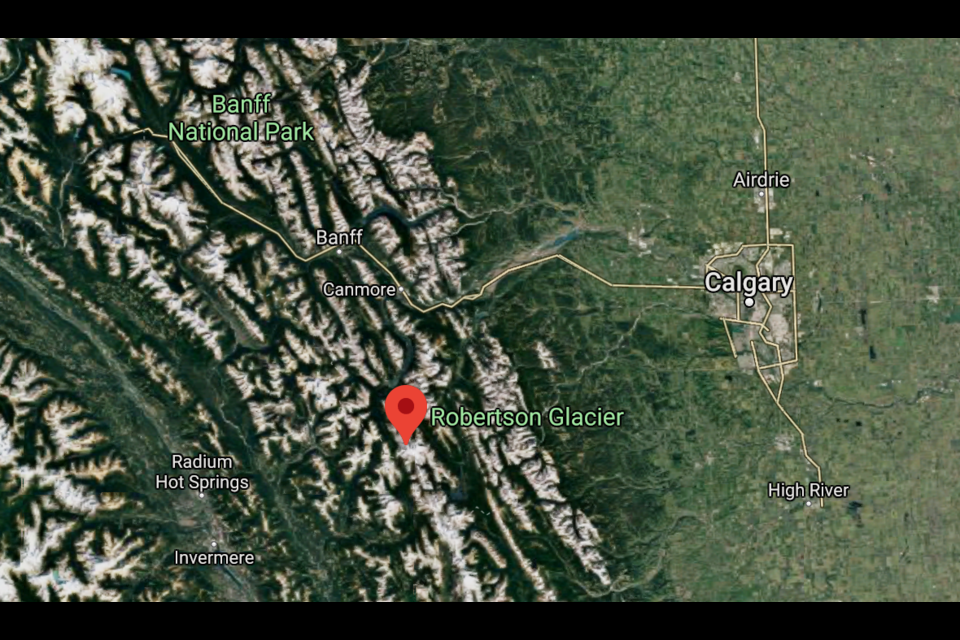 A backcountry skier was killed near Robertson Glacier in Kananaskis Country on Monday (Oct. 19). GOOGLE MAPS IMAGE