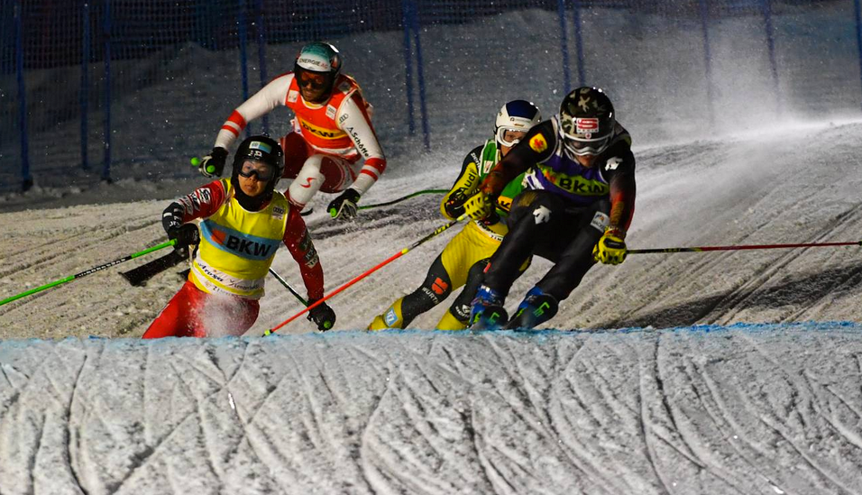 Banff's Zach Belczyk rides in the FIS Ski Cross World Cup season opener Tuesday (Dec. 15) in Arosa, Switzerland. GEPA PHOTO