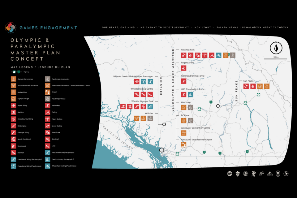 Potential venues map for the Olympic and Paralympics Winter Games hosting concept. 