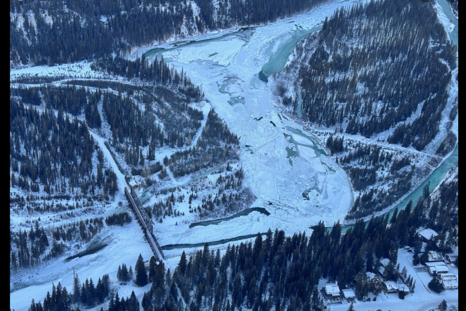 The ice jam in the Bow River by Canmore's Engine Bridge.
PHOTO TOWN OF CANMORE