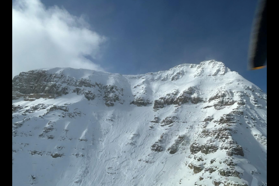 Avalanche control work was done on the southeast face of Mount Whymper on Tuesday (Feb. 27). PARKS CANADA PHOTO