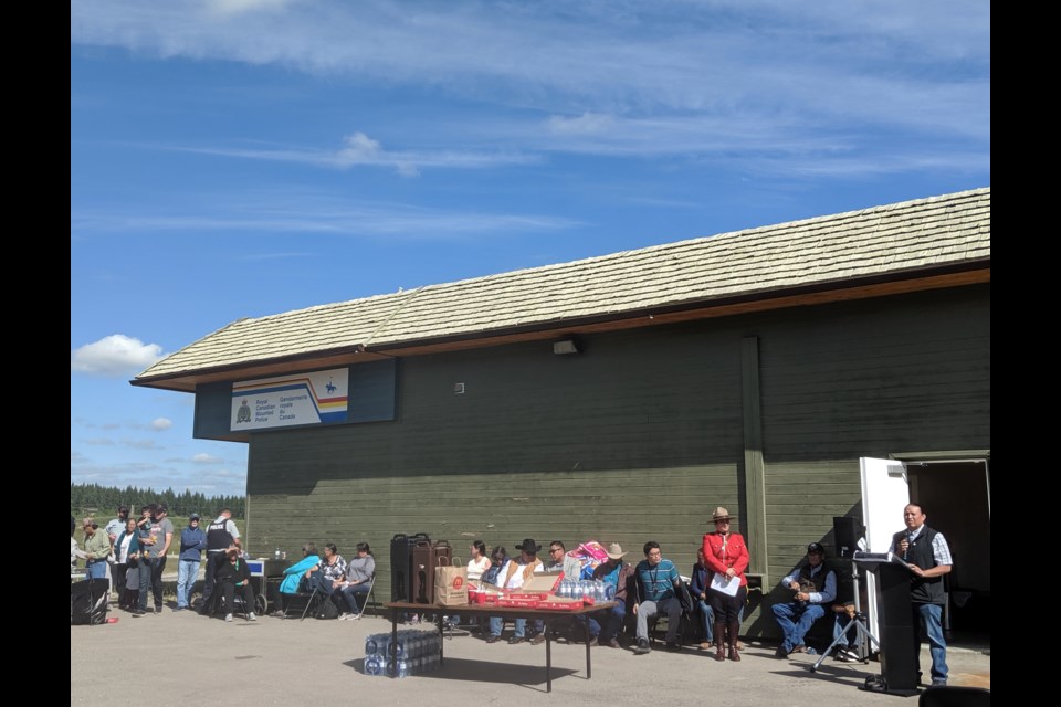 Stoney Nakoda celebrates the opening of the new RCMP satellite location on Aug. 29.
JENNA DULEWICH RMO PHOTO