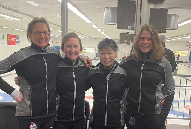The Canmore women's curling team, which consists of skip Karen Dreaver, Kristy Langs, Janice Egger, Adele Sanford, and team alternate Kim Sanford, is the first local women's team to qualify to provincial club championships. SUBMITTED PHOTO