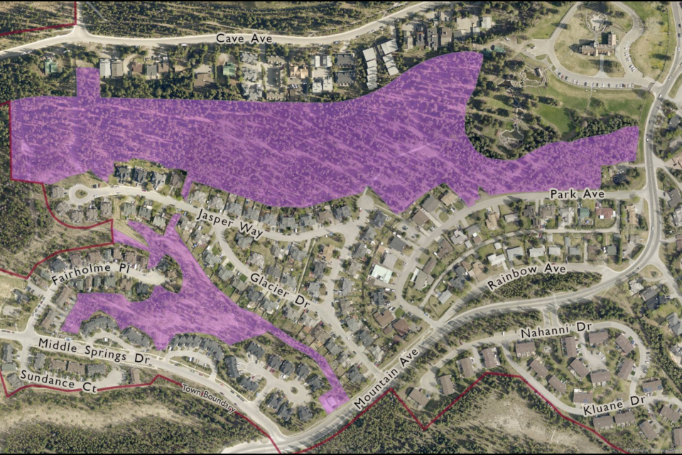 Town of Banff FireSmart work. Map courtesy Town of Banff