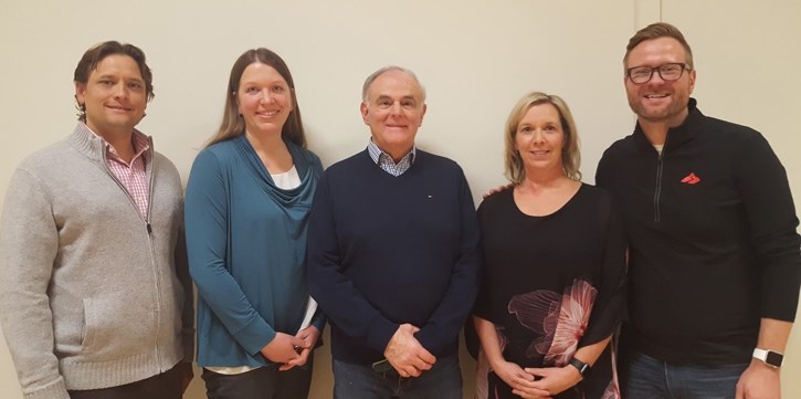 The Bow Valley Chamber of Commerce elected a new board on Feb. 15. From left right right, Peter Pilarski, (treasurer) Janet Nystedt, (president), Brian McClure (former