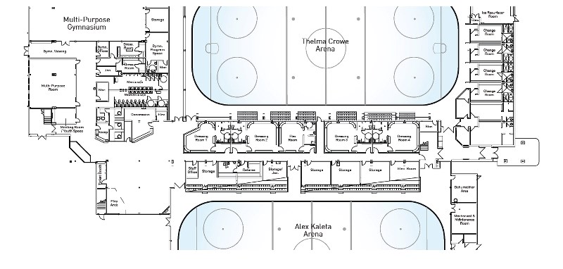 An image of the final design for the first floor of the Canmore Rec Centre lifecycle repair and maintenance project.