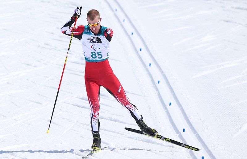 Canmore Paralympian Mark Arendz in the 7.5-kilometre biathlon event in PyeongChang.