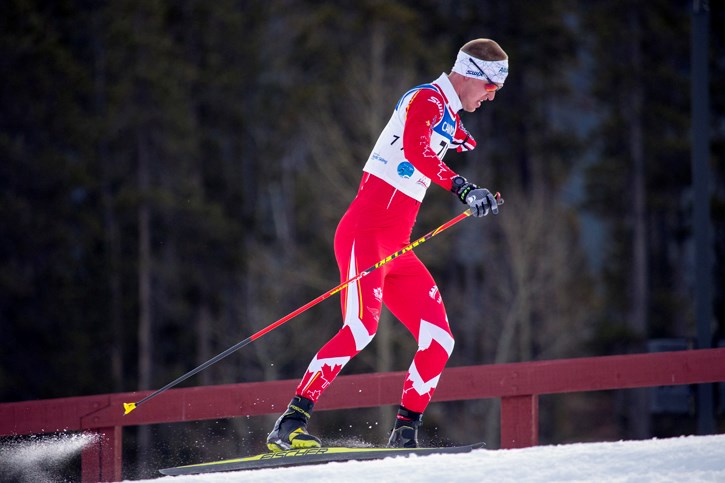 Mark Arendz races in the Canmore 2017 Para Nordic World Cup individual biathlon races at the Canmore Nordic Centre.