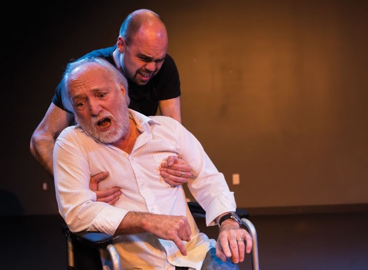 Richard Michelle-Pentelbury, left, and Rob Murray act out a scene from Tuesdays With Morrie at artsPlace in Canmore on Friday (May 4). The upcoming play features