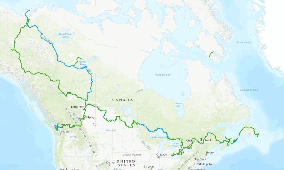 The Great Trail runs from coast to coast to coast.