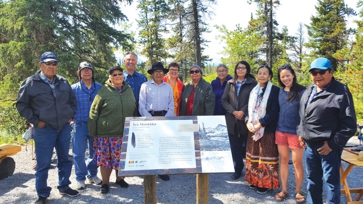 Elders from Stoney Nakoda First Nation were on hand for the unveiling of a plaque at the base of Îyâ Mnathka also know as Mount Yamnuska on Friday (June 8). The plaque is one 