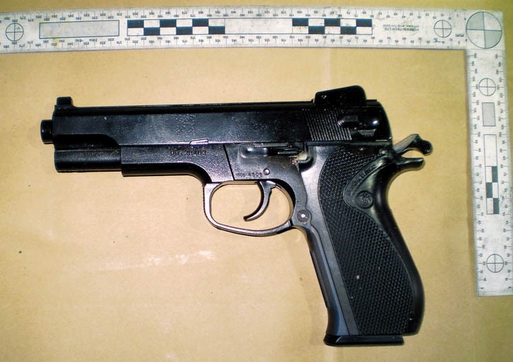 The replica weapon believed to be used in three armed robberies in Canmore.
