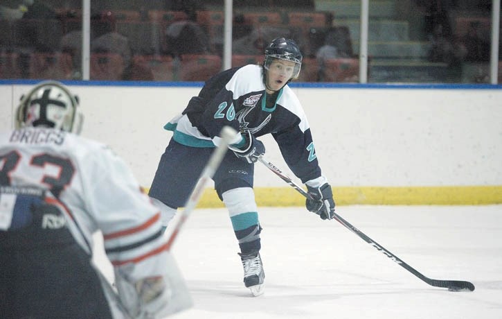 Ben Bitz and the Canmore Eagles take on the Brooks Bandits in AJHL playoff action on Feb. 27 in Canmore.