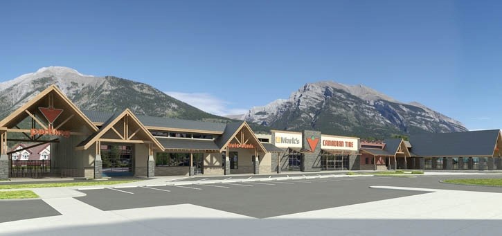 An artist’s rendering of the Canmore Canadian Tire store.