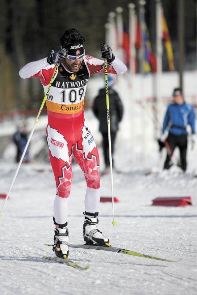 Brian McKeever races at the recent national cross-country championships in Canmore.