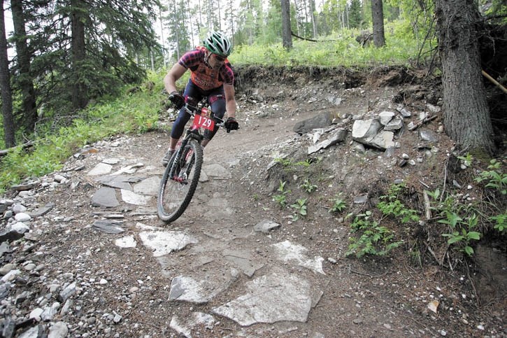 Gabor Csonka races to victory in the 100-km mountain bike race during Rundle’s Revenge at the Canmore Nordic Centre Saturday (June 25).