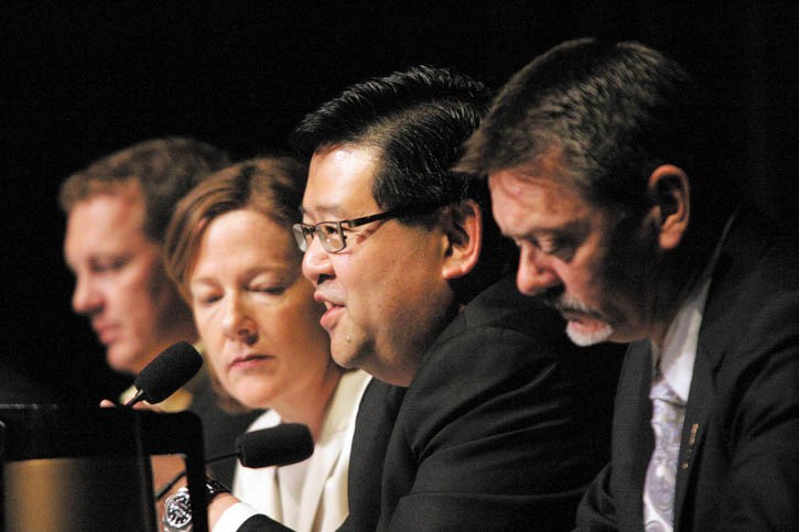 Gary Mar speaks at Wednesday’s (Aug. 10) Progressive Conservative Party leadership forum at the Banff Centre.