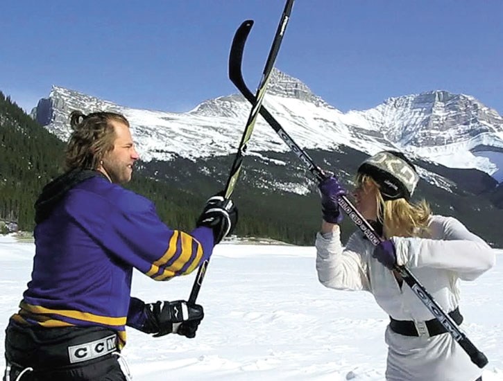 A still from the locally-made film Canadian Ice Hockey Ninja.