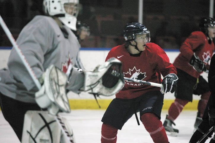 Connor Hoekstra in action during recent World Junior A Challenge tryouts in Canmore.