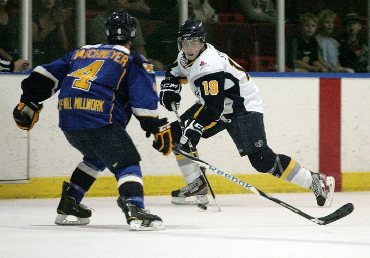 Patrick Steel in a game against the Fort McMurray Oil Barons.