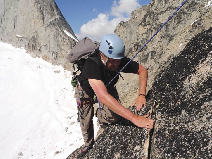 Ross Watson climbs in the Bugaboos.